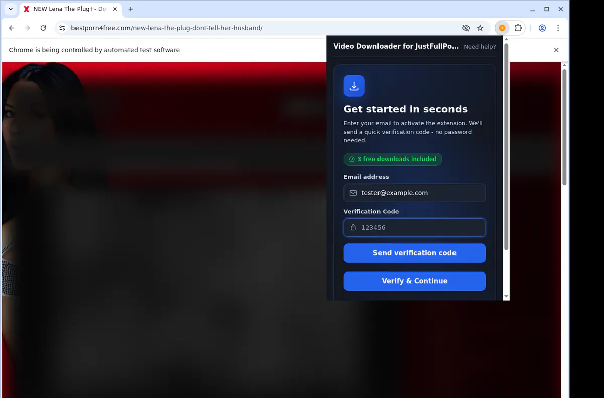 Justfullporn Video Downloader browser extension screenshot 4